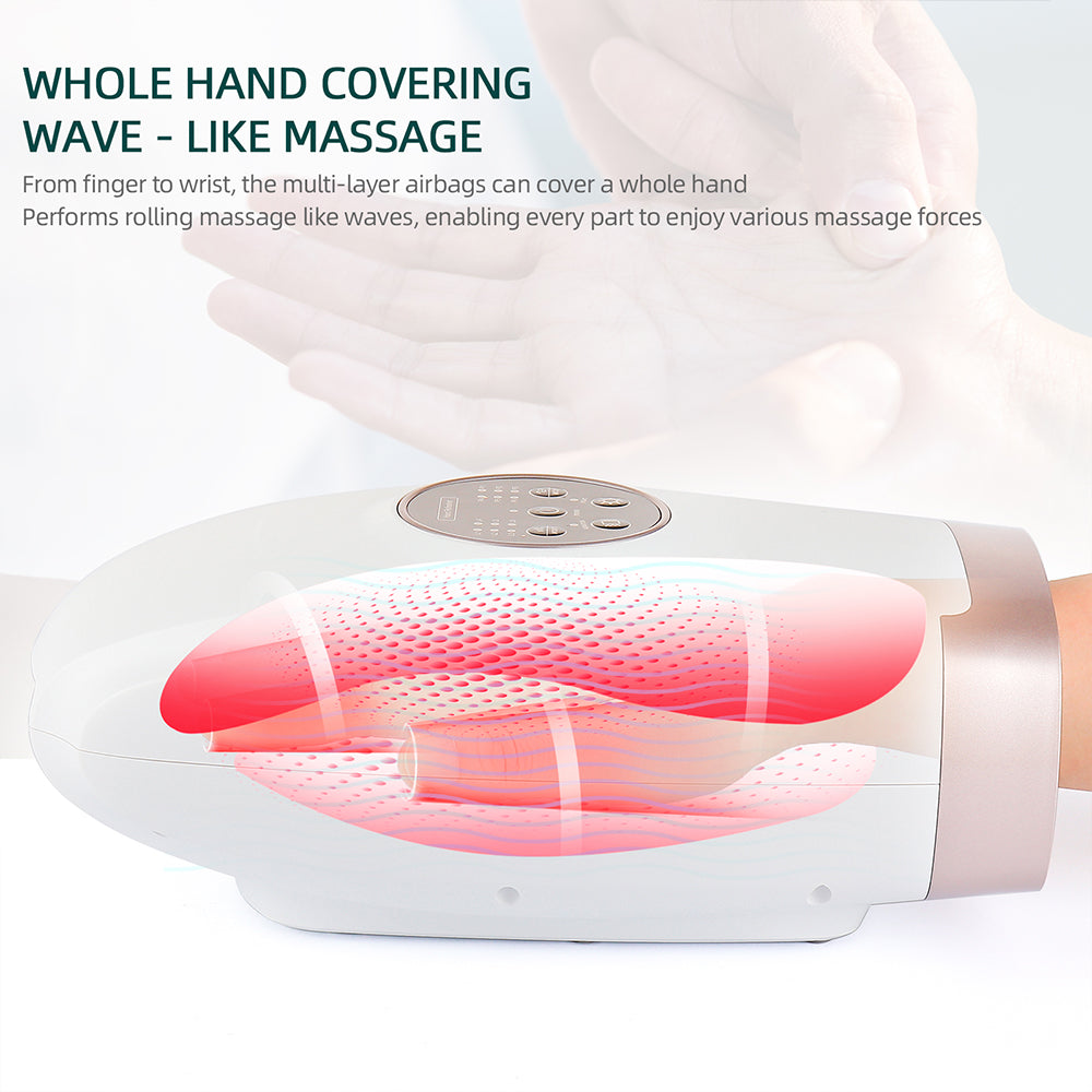 Ultimate Relief Hand Heated Massager With Air Compression For Finger, Wrist, And Palm Relaxation - Your Personal Spa Experience For Pain Relief And Stress Reduction