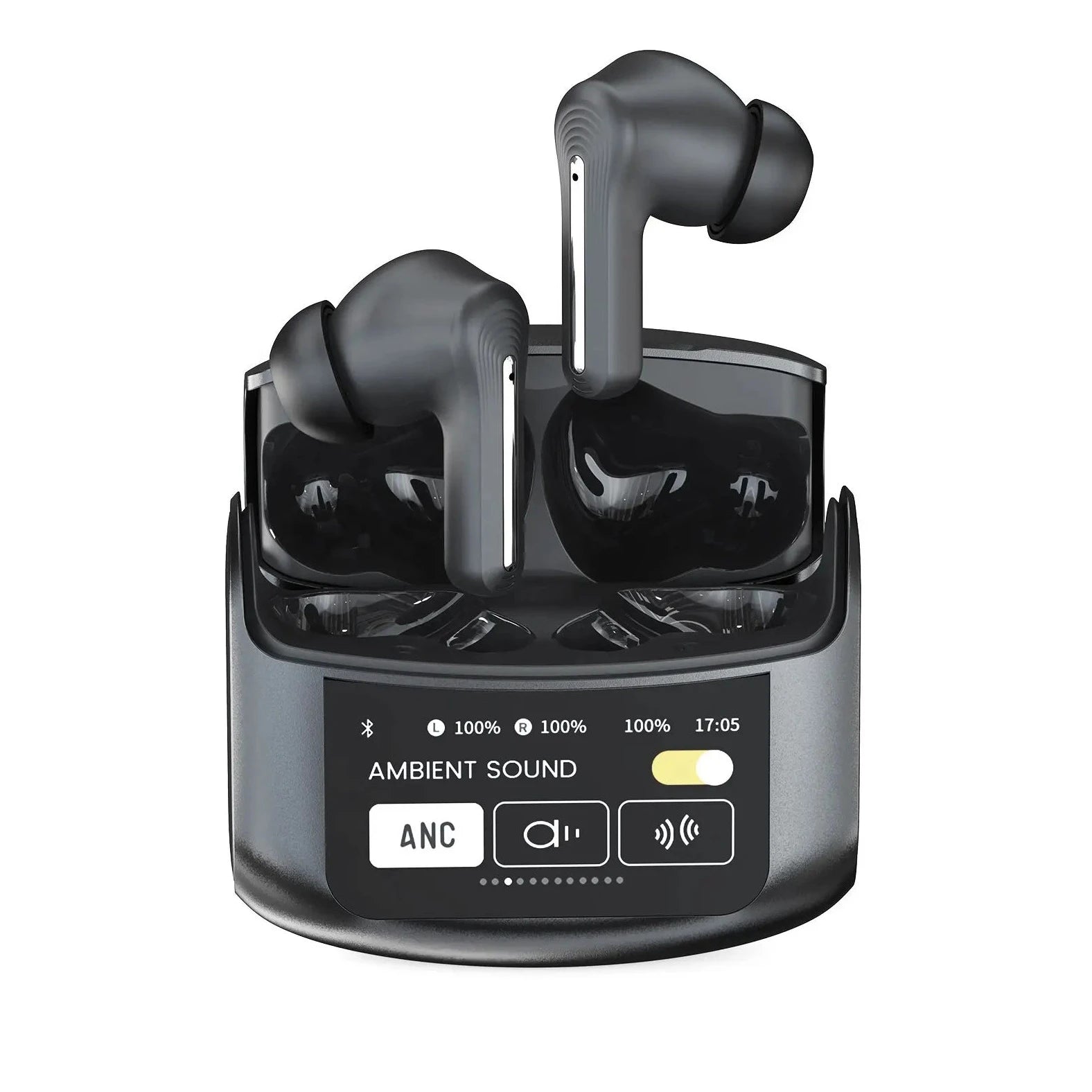 LED True Wireless Earphone Interactive Touch Control Screen Stereo Earbuds With Active Noise Cancellation