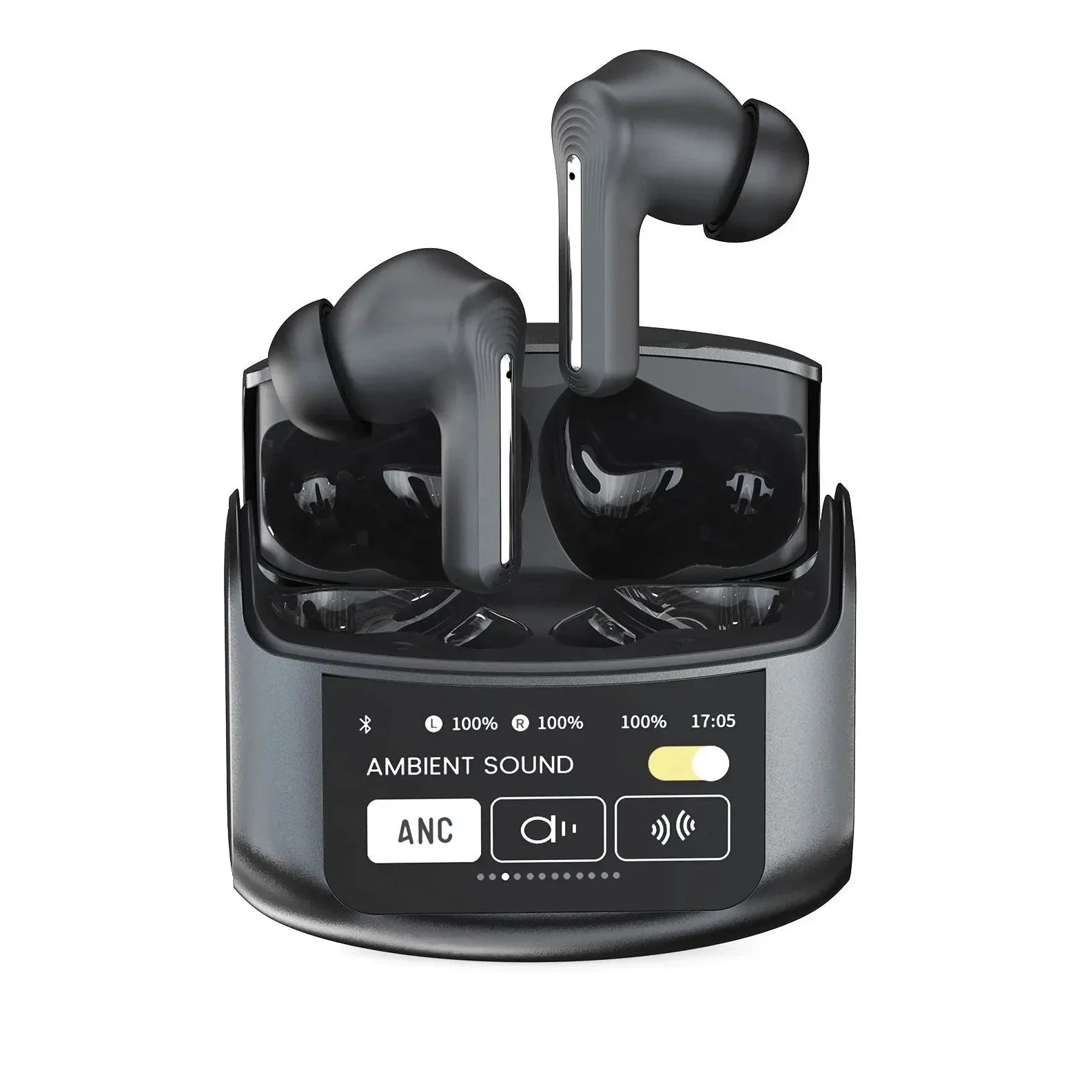 LED True Wireless Earphone Interactive Touch Control Screen Stereo Earbuds With Active Noise Cancellation