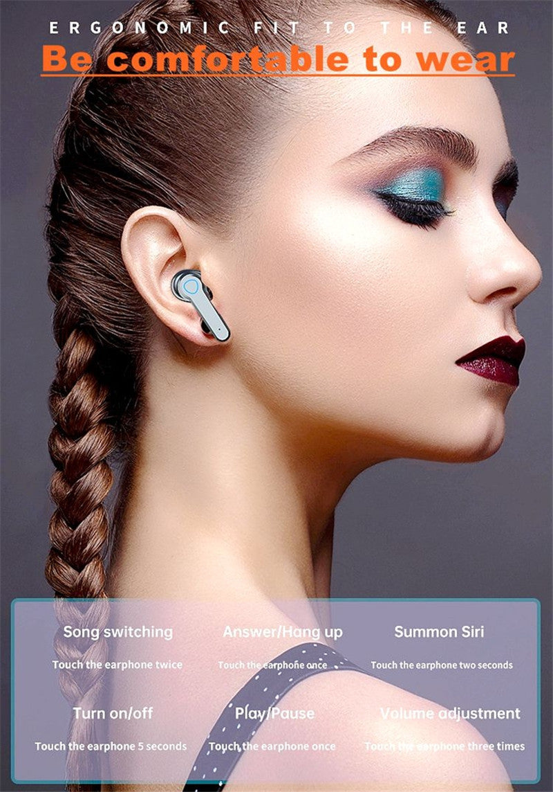 SonicStride-M19 LED Display Bluetooth True Wireless Earbuds Earphones With Power bank flashlight 9D & Surround Sound