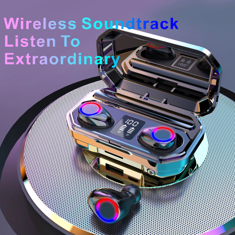 SonicStride-M12 LED Display Bluetooth True Wireless Earbuds Earphones With Power bank flashlight 9D & Surround Sound