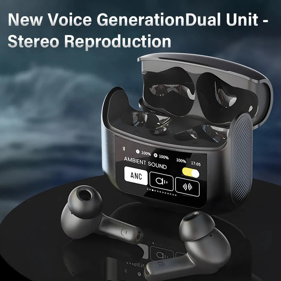 LED True Wireless Earphone Interactive Touch Control Screen Stereo Earbuds With Active Noise Cancellation