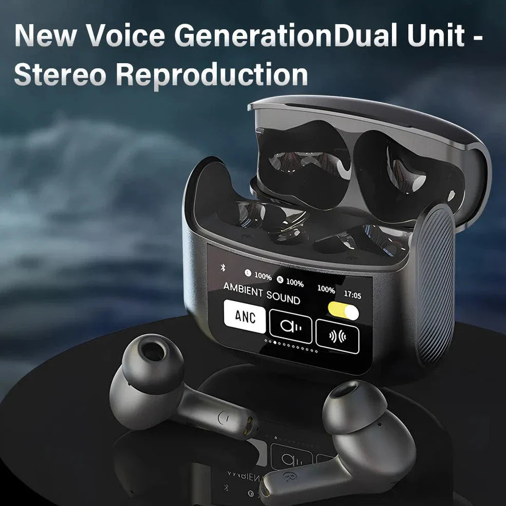 LED True Wireless Earphone Interactive Touch Control Screen Stereo Earbuds With Active Noise Cancellation
