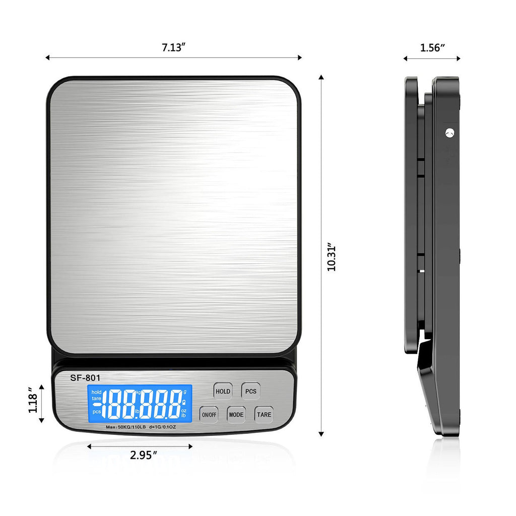 110 LBS x 1g Digital Portable Electronic Weighing Scale Postal Shipping Scale With AC Adapter For Kitchen, Home And Office