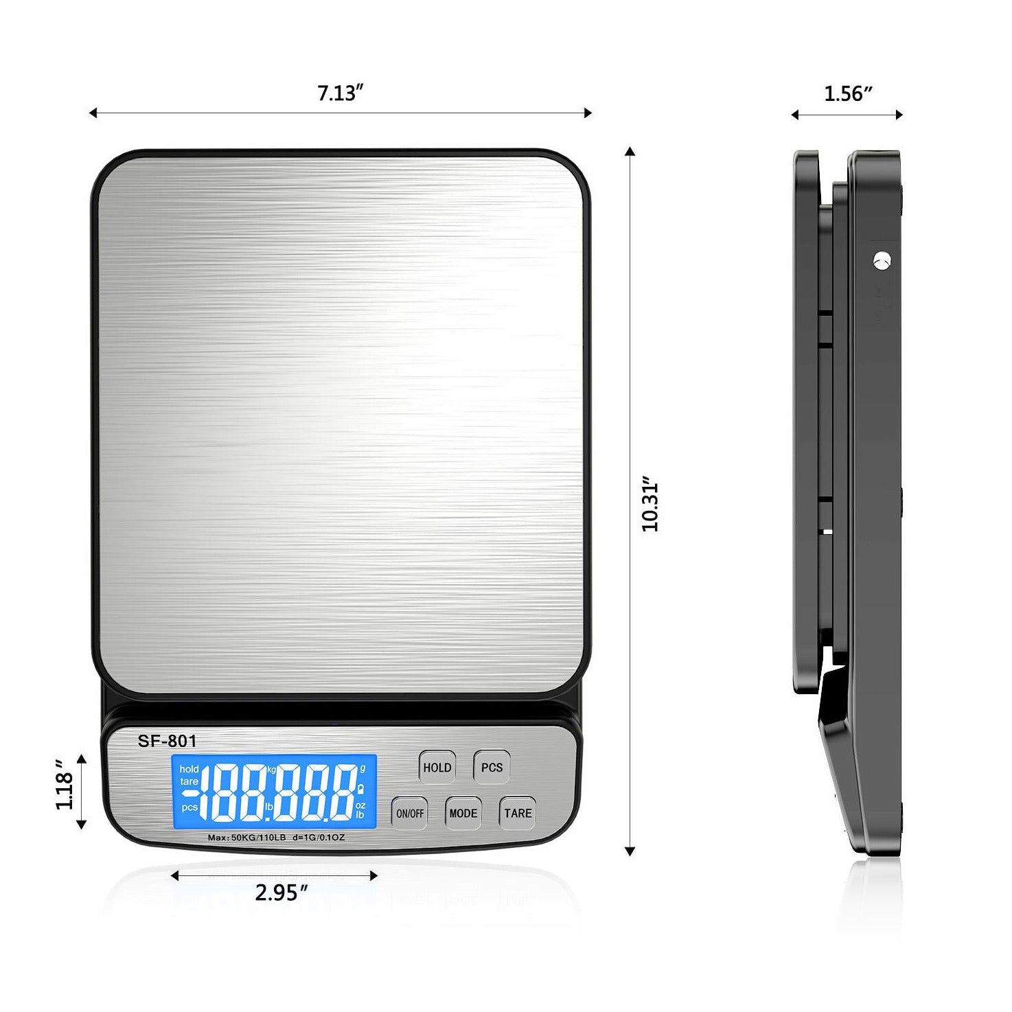 110 LBS x 1g Digital Portable Electronic Weighing Scale Postal Shipping Scale With AC Adapter For Kitchen, Home And Office