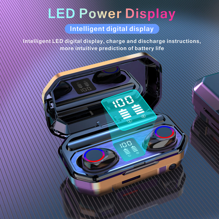 SonicStride-M12 LED Display Bluetooth True Wireless Earbuds Earphones With Power bank flashlight 9D & Surround Sound