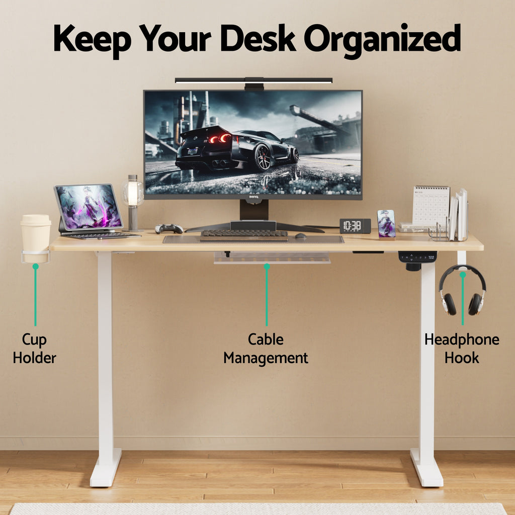 Artiss Standing Desk Motorised Touch Control Electric Oak 140CM