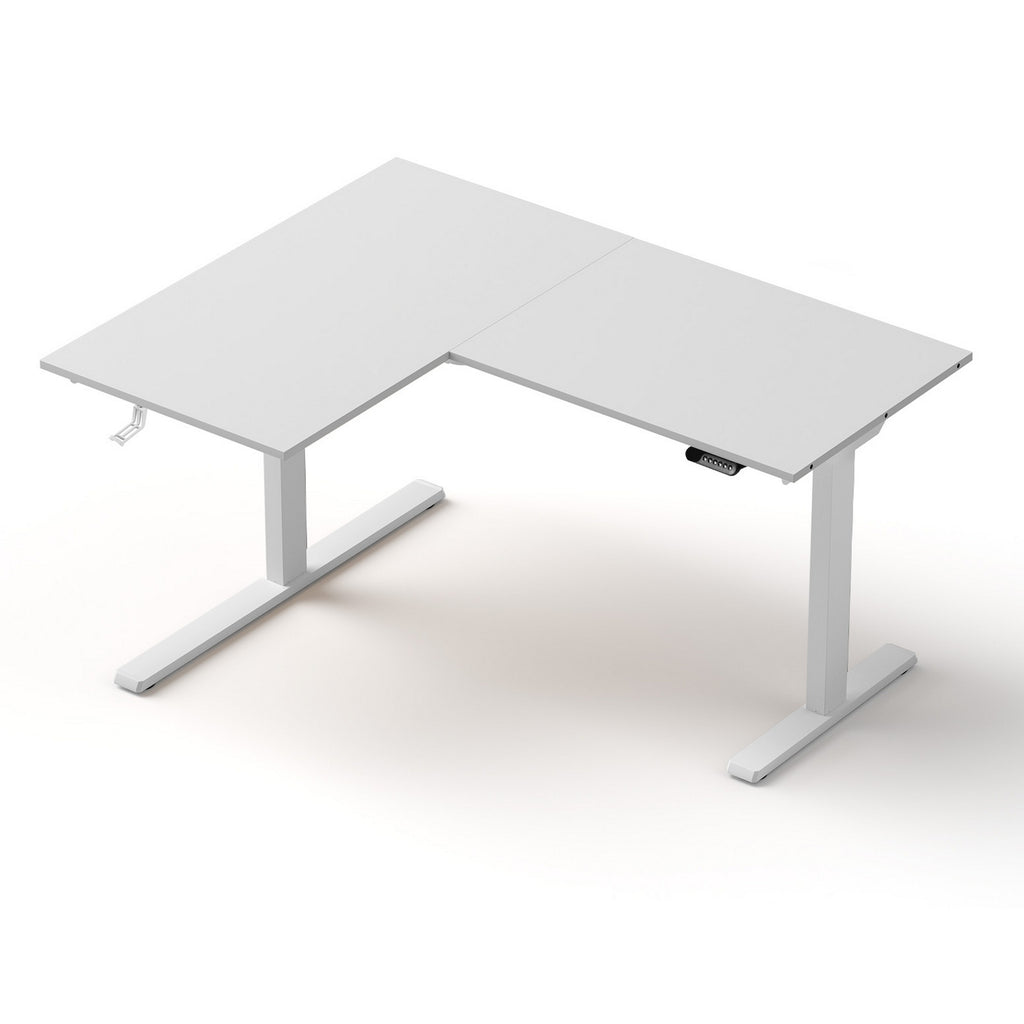Artiss L-Shape Standing Desk Sit Stand Up Height Adjustable Electric Motorised White