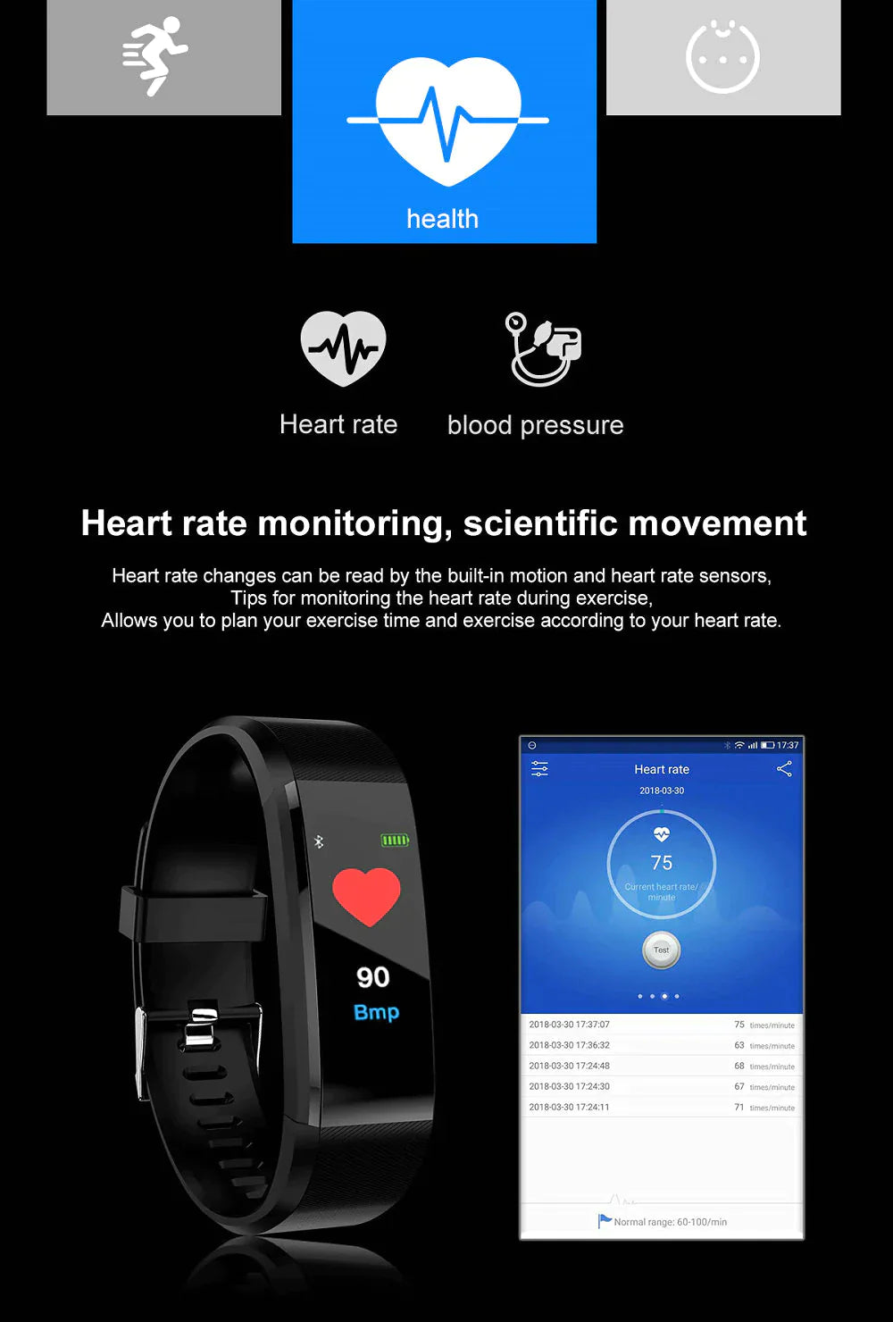 Fit Waterproof Bluetooth Smart Watch Fitness Activity Tracker Pedometer For Men & Women With Haert Rate Monitor For All Smart Phones Cheap Smartwatch For Apple iPhone Samsung Android iOS