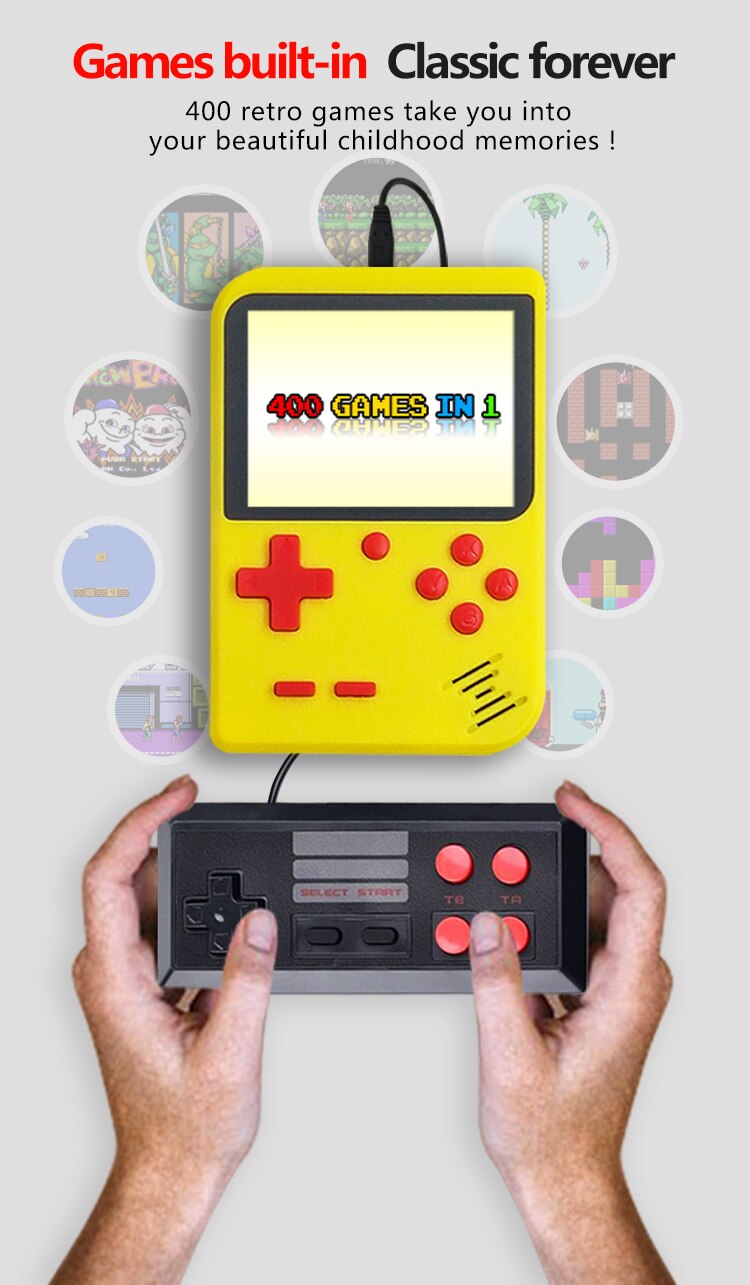 Portable Retro Pocket Cross-Border Game Console With Bult-In Games Kids Double Handheld Classic Video Game Console With 400 Bult-in Games
