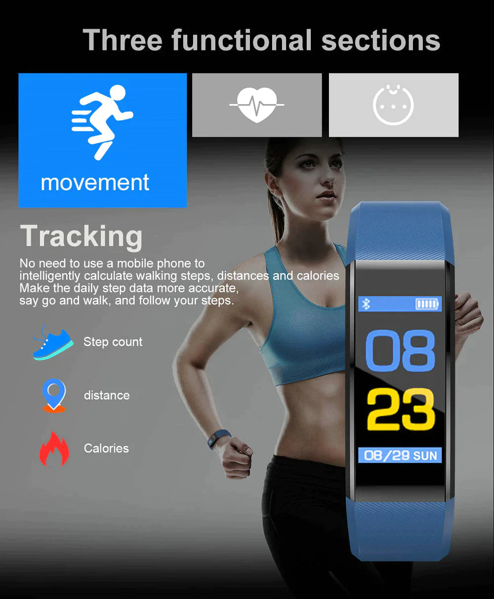 Smart Sports Fitness Activity Tracker Watch Pedometer With Heart Rate Monitor & Step Count Tracker Band Bracelet Waterproof