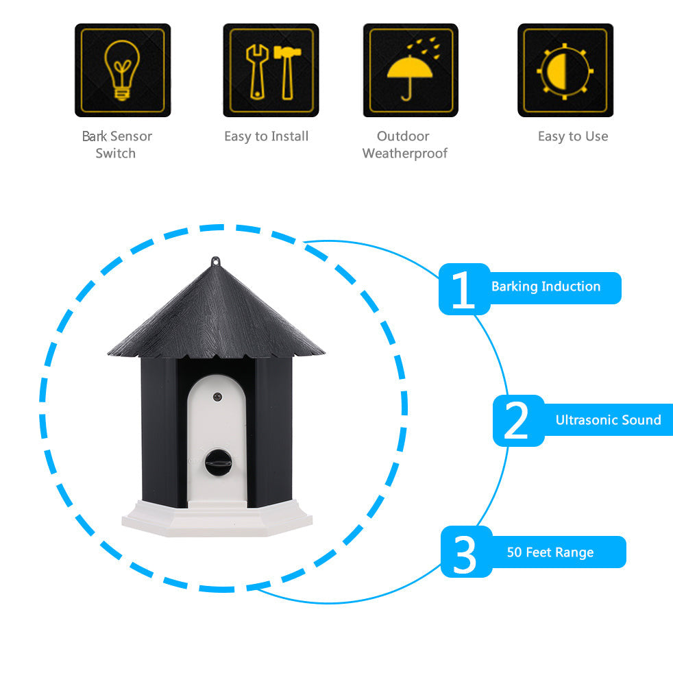 Ultrasonic Waterproof Dog Outdoor Anti Bark Controller Deterrent Training Repeller Device 3 Levels 50ft Adjustable Range For Home & Garden