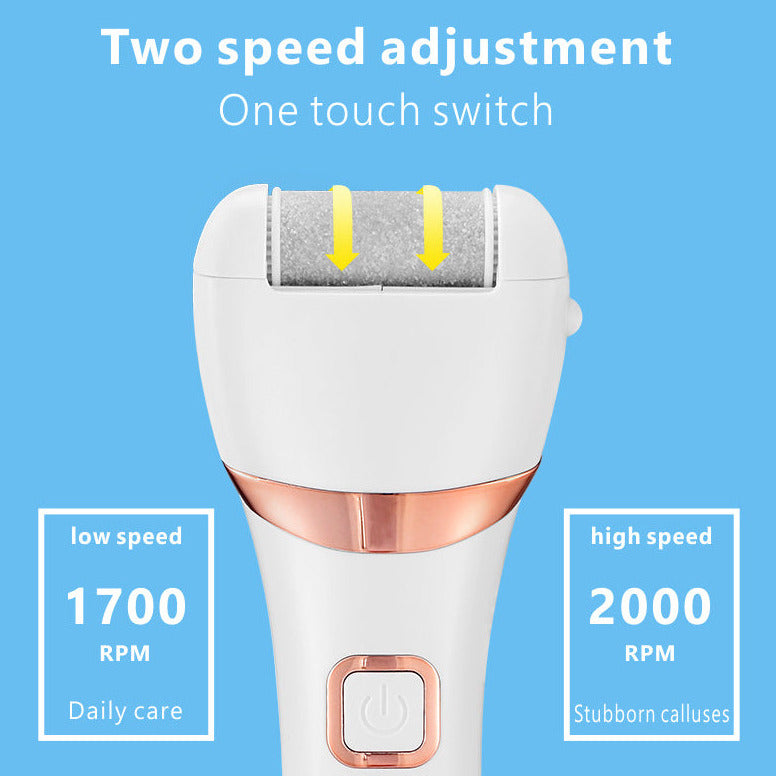 Electric Rechargeable Pedicure Foot Grinder Tool Callus And Dead Hard Skin Remover multipurpose Foot File Shaver With 2 Speeds adjustment Option Includes 3 Replacement Roller Heads And Battery Display