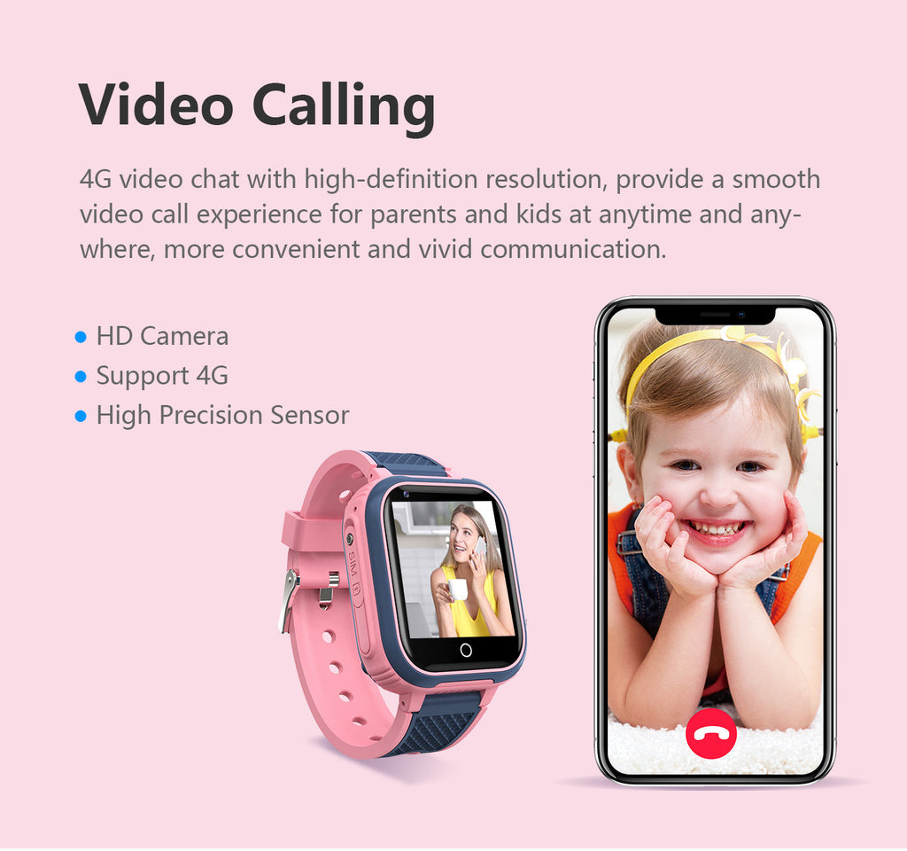 4G Kids Waterproof GPS SOS Tracking Kids Smart Watch Activity Tracker With Video Calling & Touch Screen
