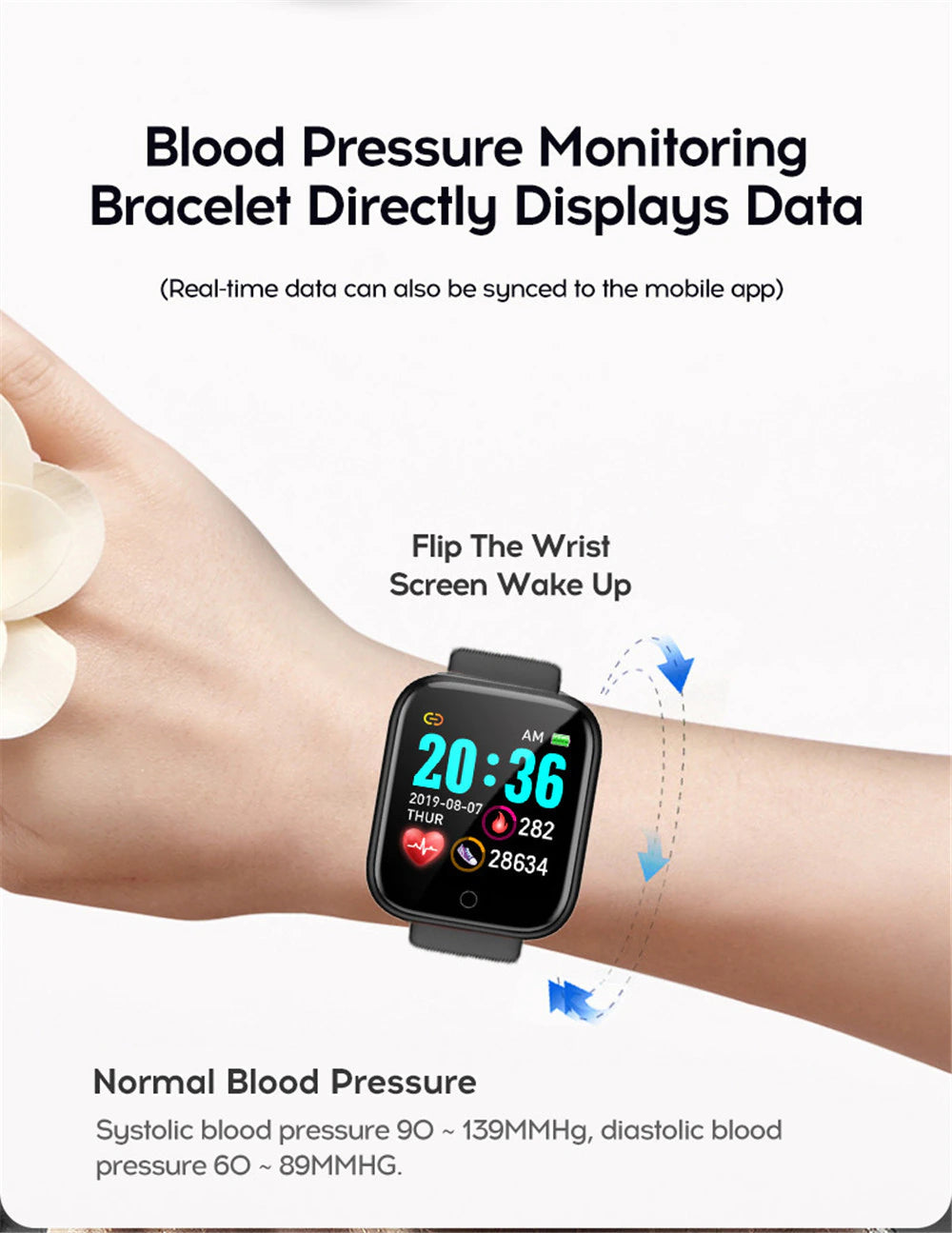 Bluetooth Smart Watch Fitness Tracker Watch With Heart Rate Blood Pressure Activity Tracker Band Bracelet