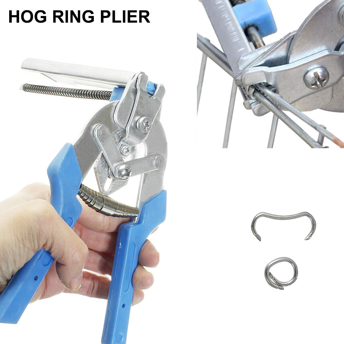 Hog Ring Plier Fencing Gun Fastener Stapler M Nailer Wire Ringer W/600 Clips