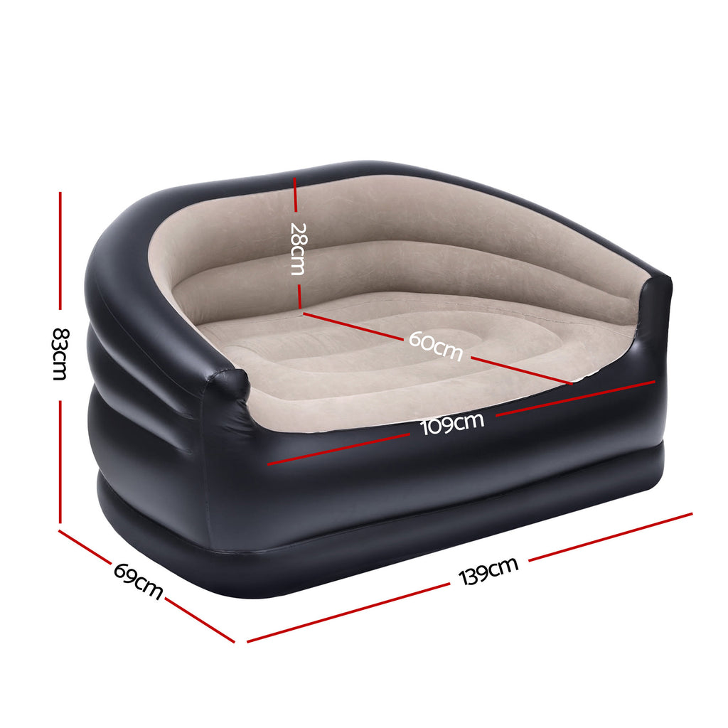 Gardeon Outdoor Air Sofa Inflatable Couch Two-Seater Lounge Chair with Pump Blow Up Couches for Camping