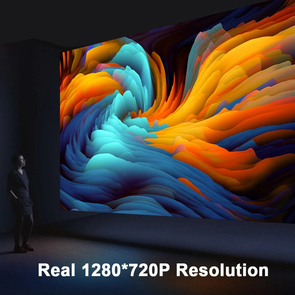 Mini 4K DH Portable Wireless Projector Companion for Home Theater Presentations and Outdoor Cinema, HY300, Android 11.0, 720P, 1080P, 4K, 200ANSI, BT5.0, Adjustable Projection Angle