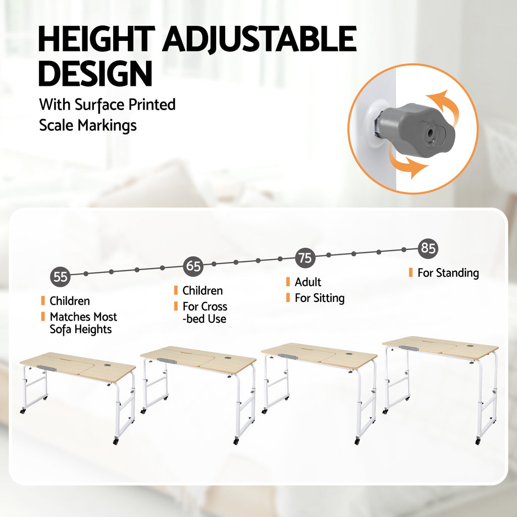 Artiss Mobile Laptop Desk Overbed Table Adjustable Computer Stand Bedside Cart