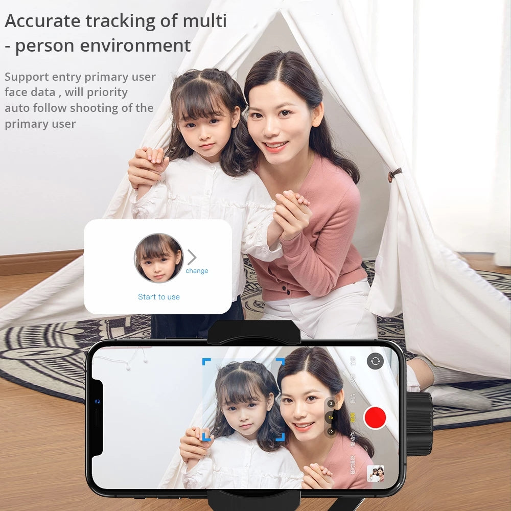 Universal 360 Degree Rotation Automatic Gimbal Mobile Phone Stabilizer/Tilt with Intelligent Face Recognition