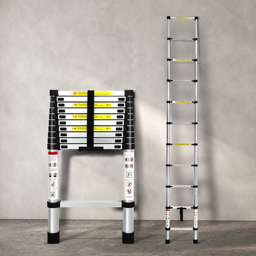 Traderight Multipurpose Ladder Telescopic 3.2M Silver 3.2 Meter-1973193882338463750