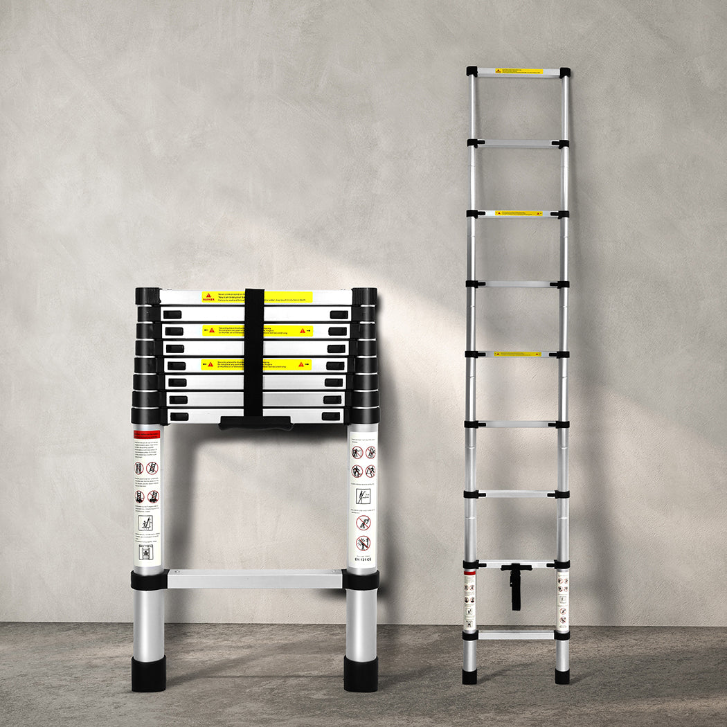 Traderight Multipurpose Ladder Telescopic 2.6M Silver 2.6 Meter-1975420466596286470