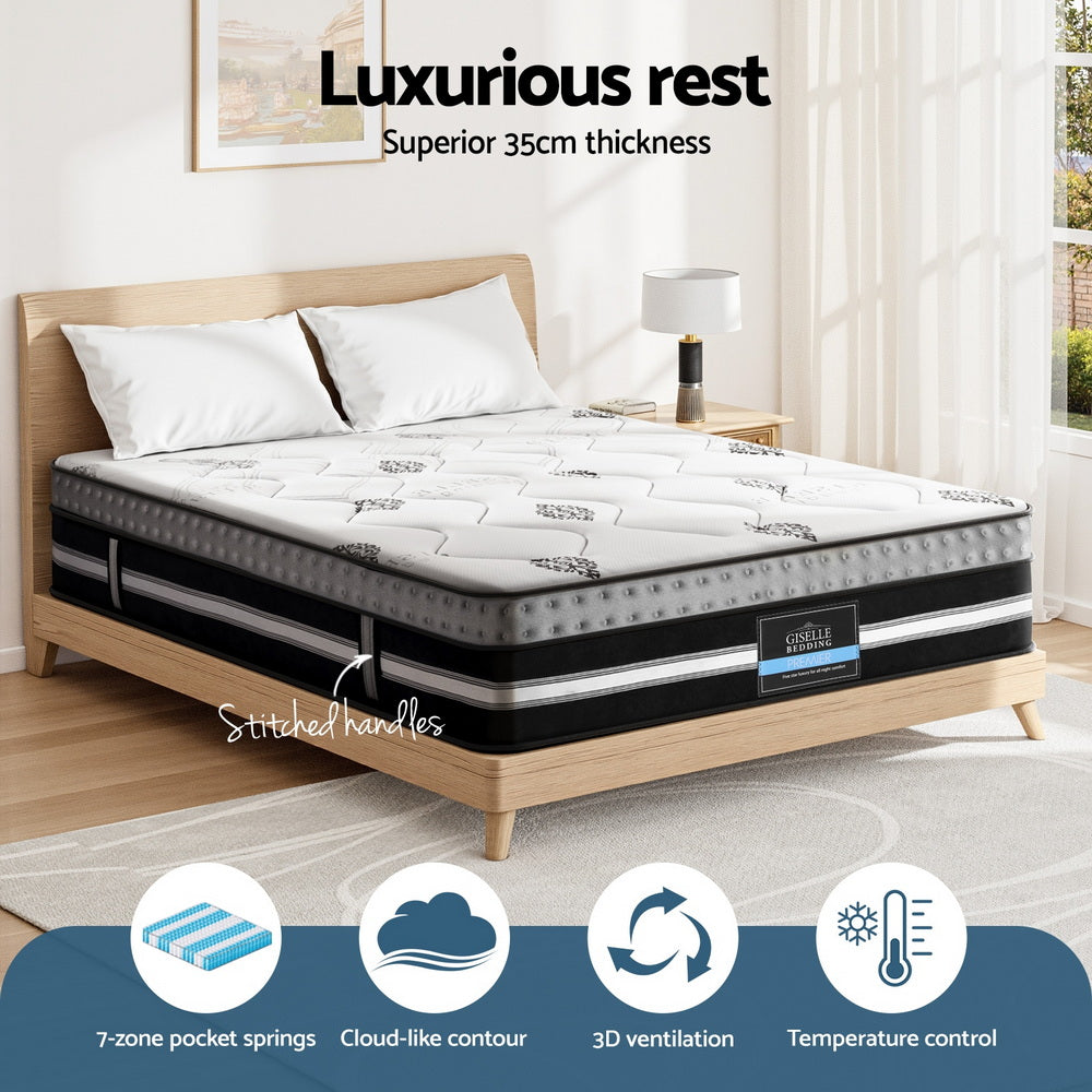 Giselle Bedding Double Mattress 35cm Bed in a Box Pocket Spring Gel Memory Foam