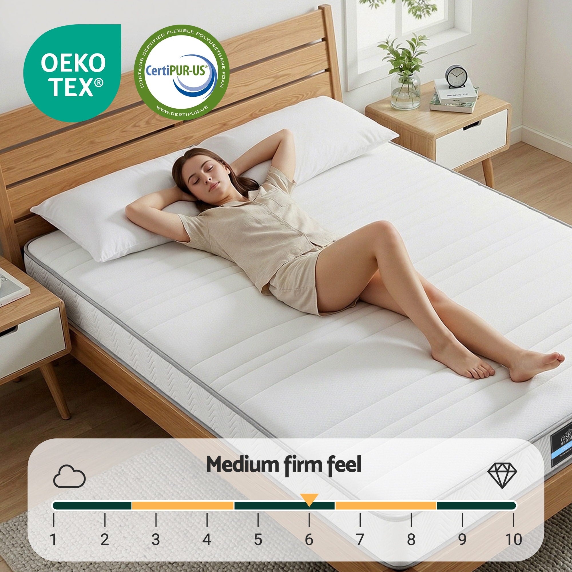 Giselle King Mattress 20cm with Reinforced Edge Support Egg-Crate Foam