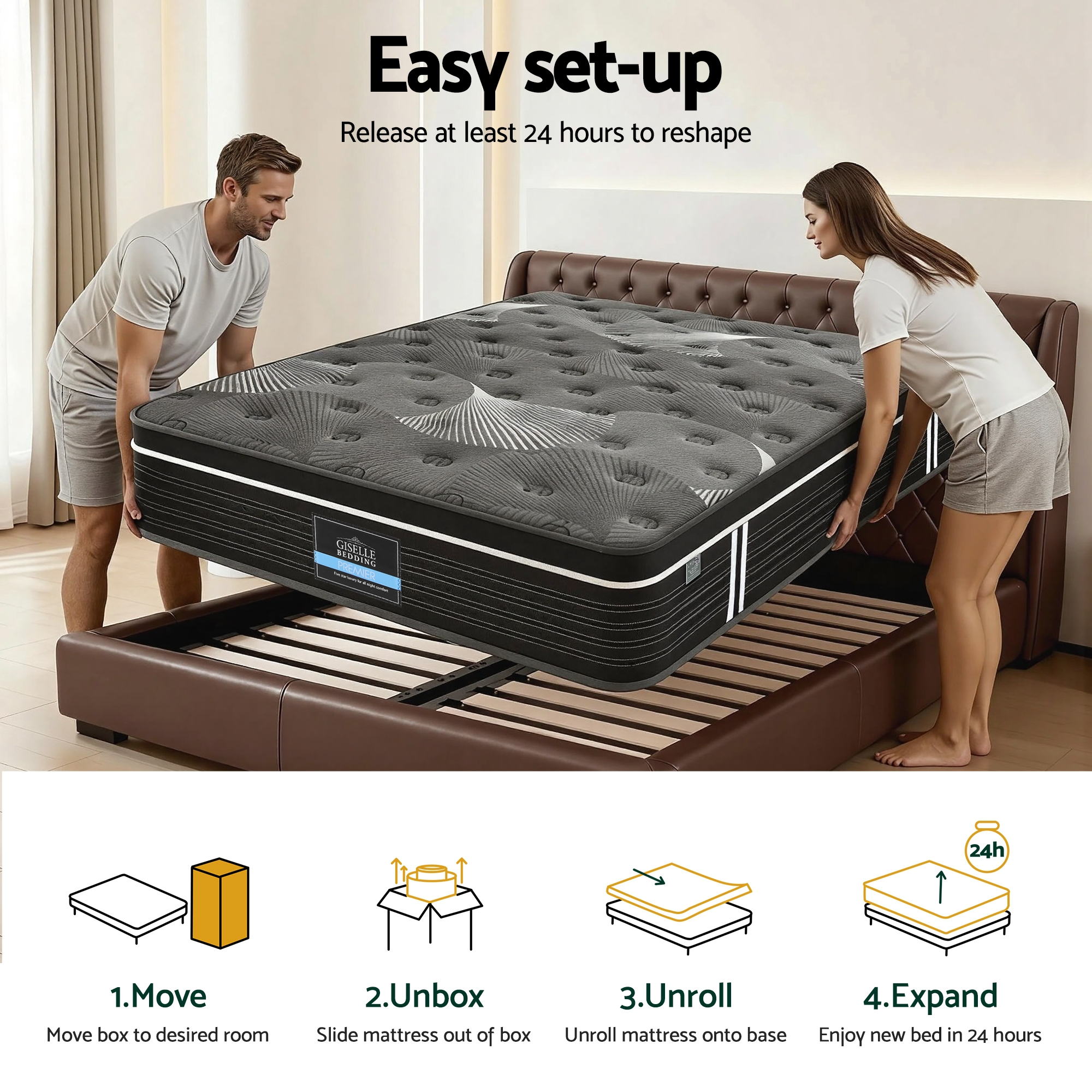 Giselle Bedding 35cm Mattress Graphene Memory Foam Medium Firm Euro Top Mattresses Double