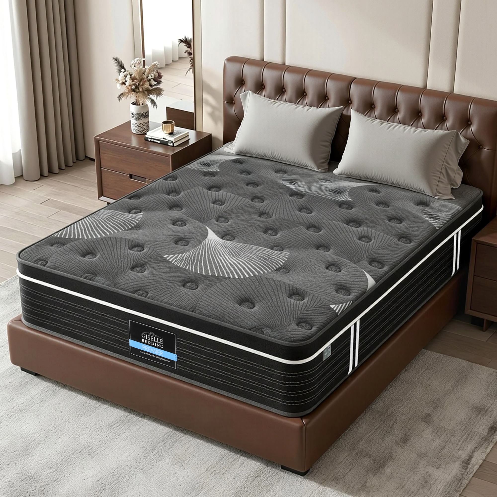 Giselle Bedding 35cm Mattress Graphene Memory Foam Medium Firm Euro Top Mattresses King