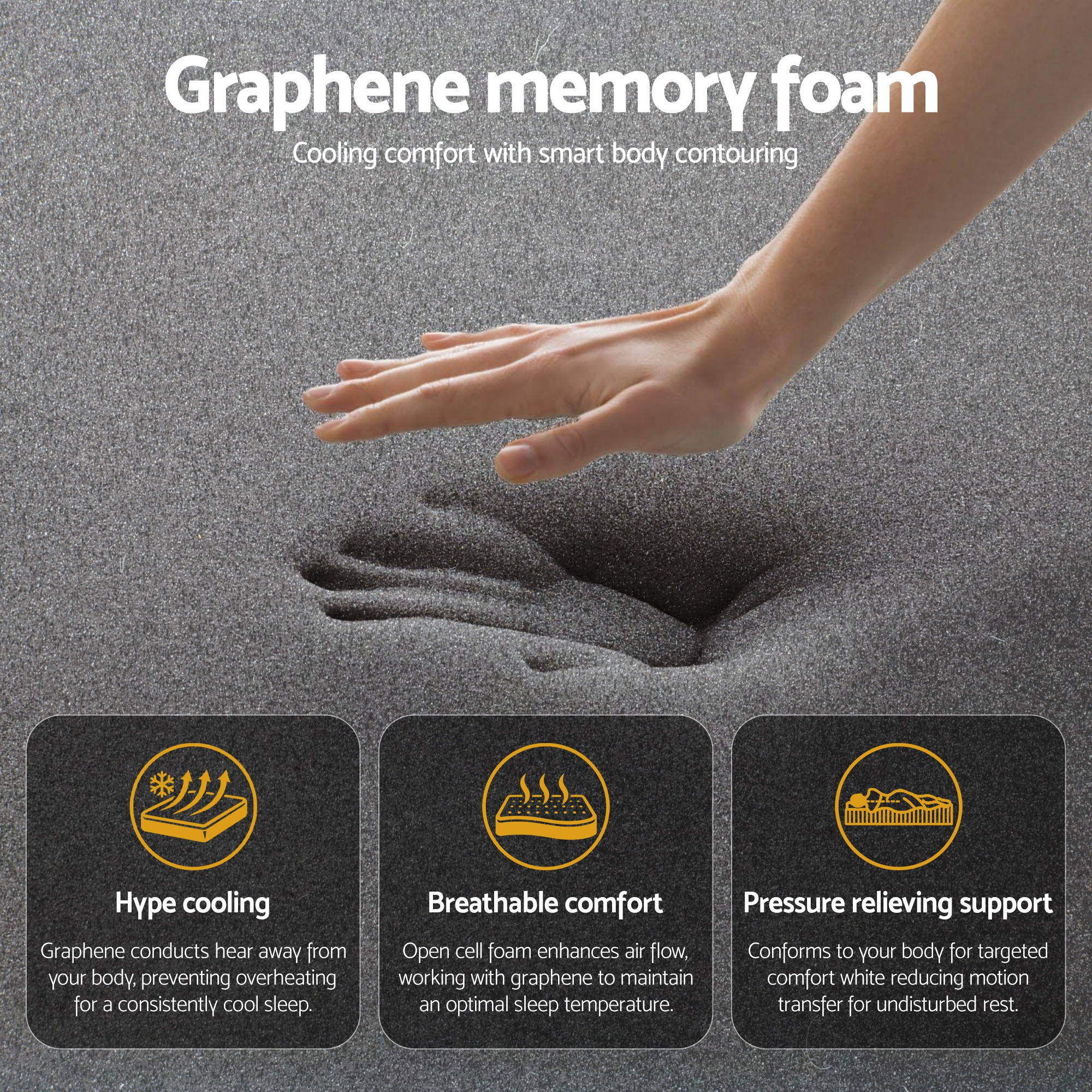 Giselle Bedding 35cm Mattress Graphene Memory Foam Medium Firm Euro Top Mattresses Queen