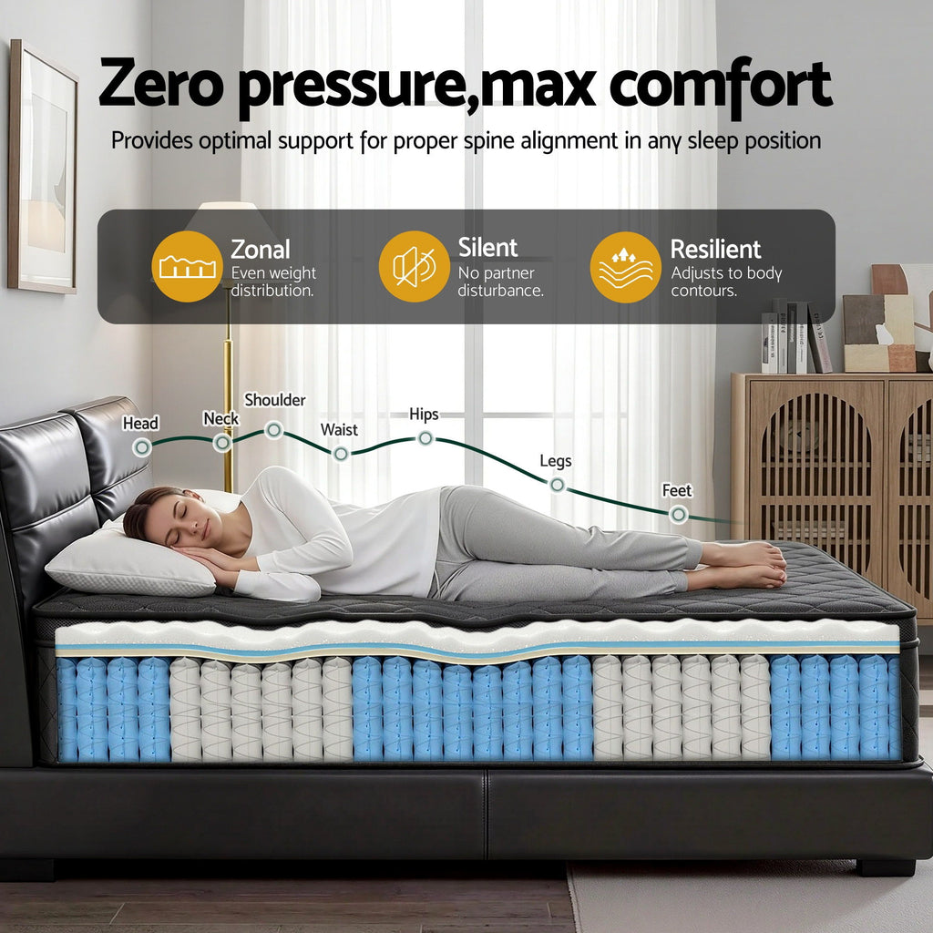Giselle Bedding Mattress 34cm 5-Zone Pocket Spring Egg-crate Memory Foam Double