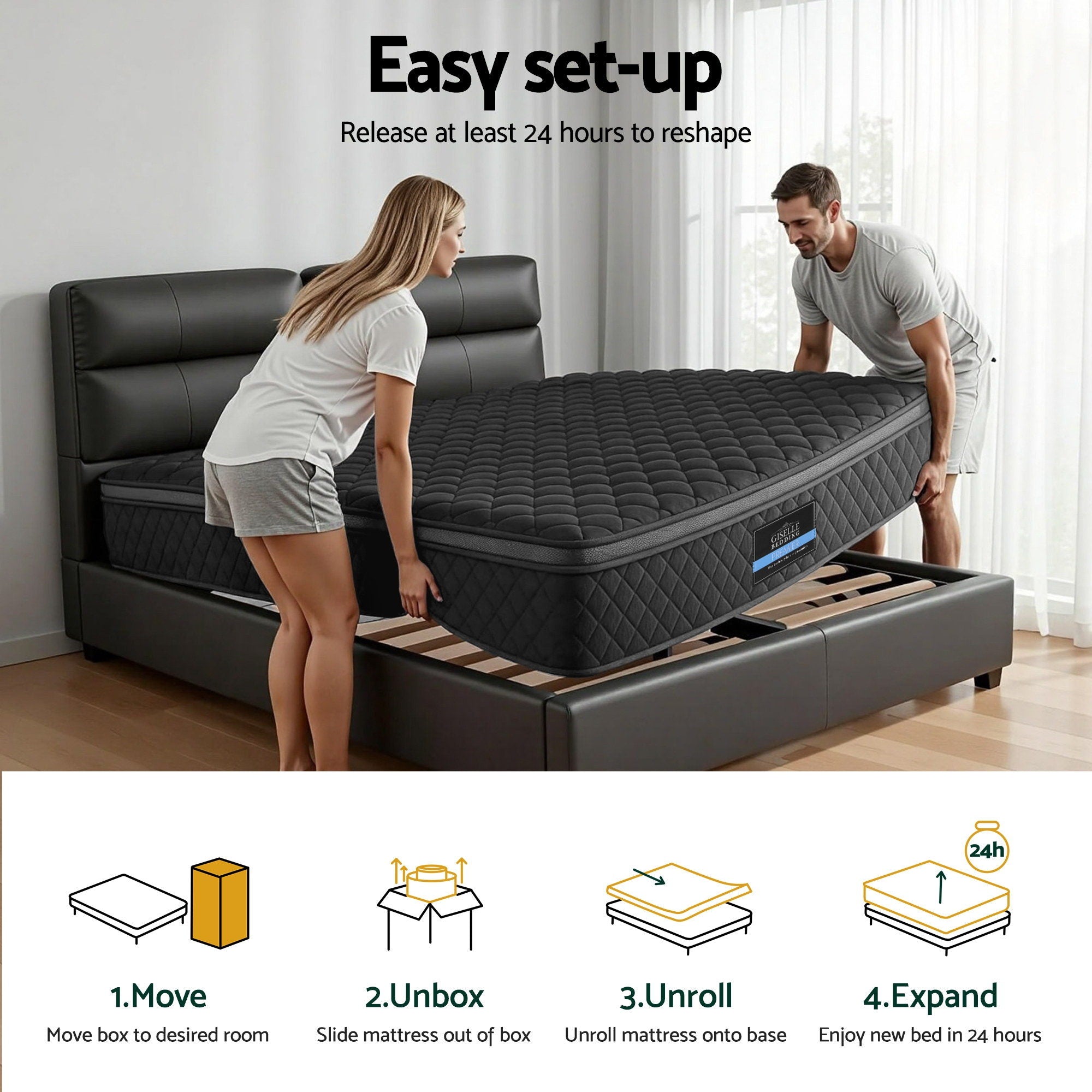 Giselle Bedding Mattress 34cm 5-Zone Pocket Spring Egg-crate Memory Foam King