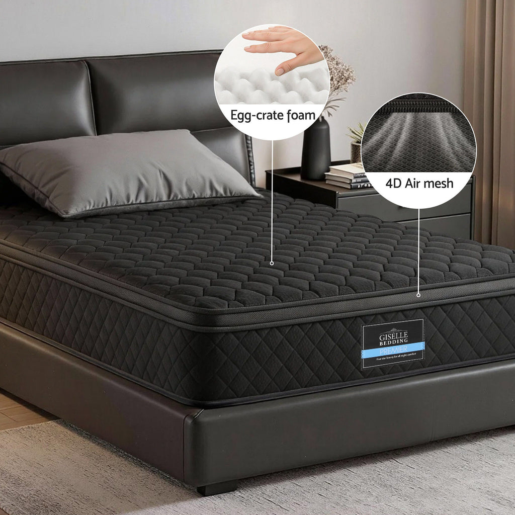 Giselle Bedding Mattress 34cm 5-Zone Pocket Spring Egg-crate Memory Foam Single