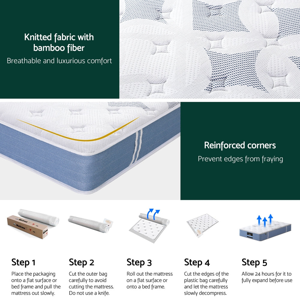 25cm Giselle Mattress Single Bed Pocket Spring Mattresses