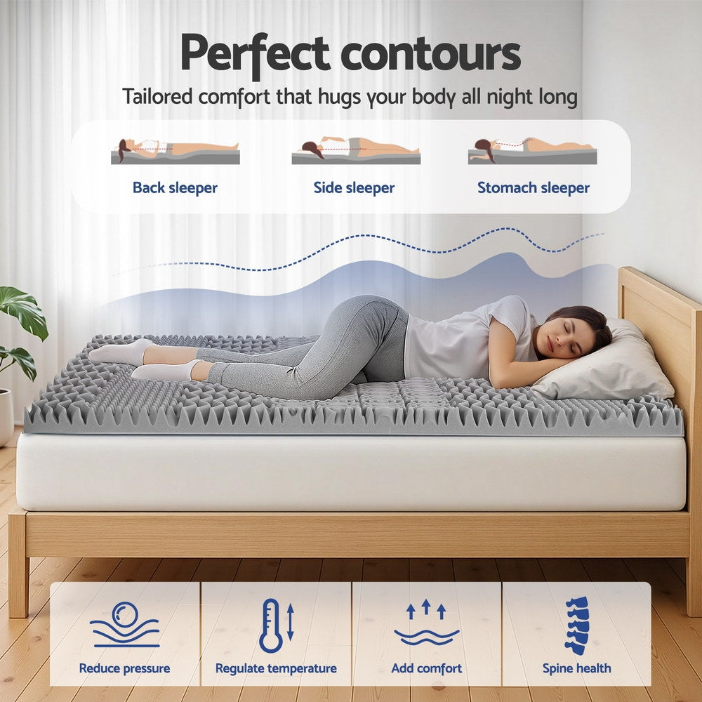 Giselle Bedding 8cm Memory Foam Mattress Topper 7-Zone Graphite Double