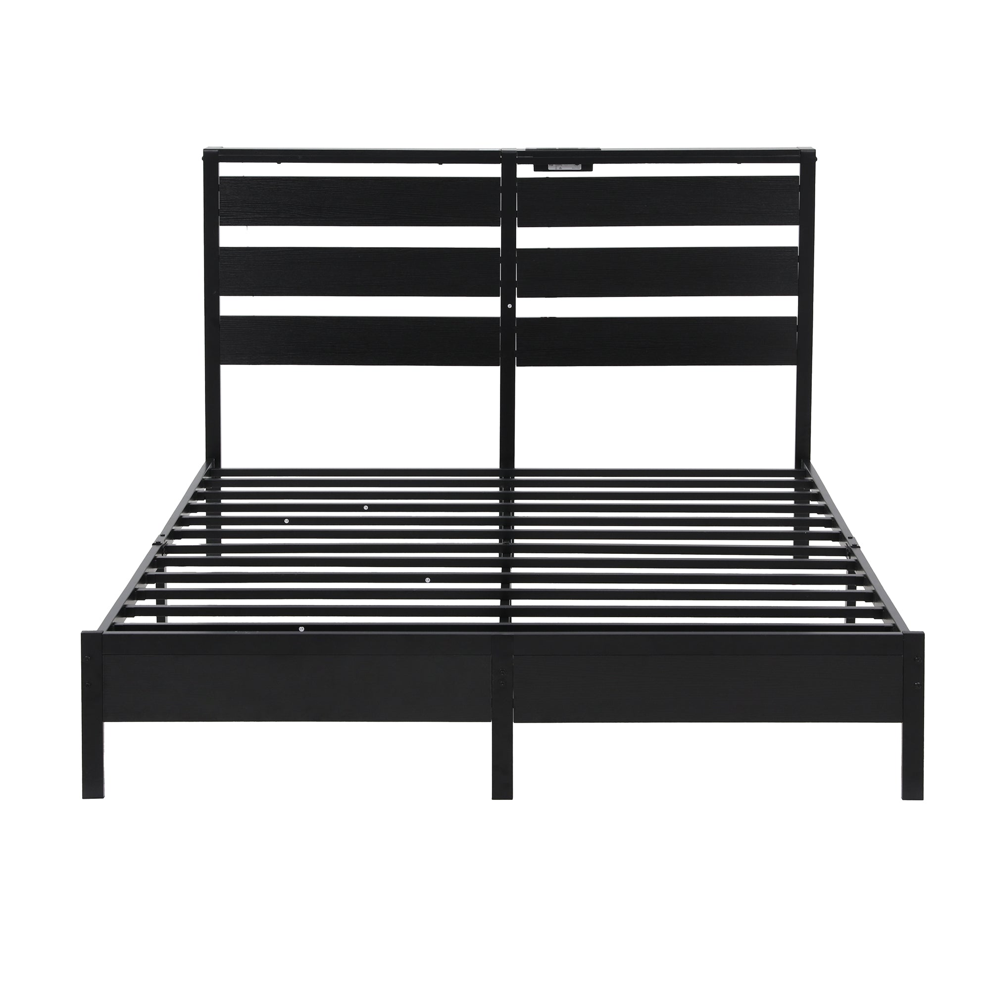 Artiss Bed Frame Queen Size LED Metal Bed Base with Charging Station