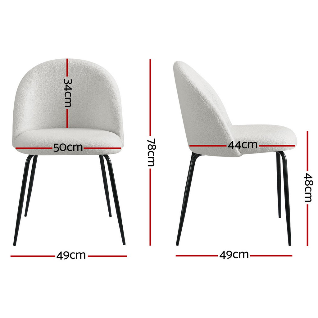 Artiss Dining Chairs Set of 4 Sherpa Boucle White
