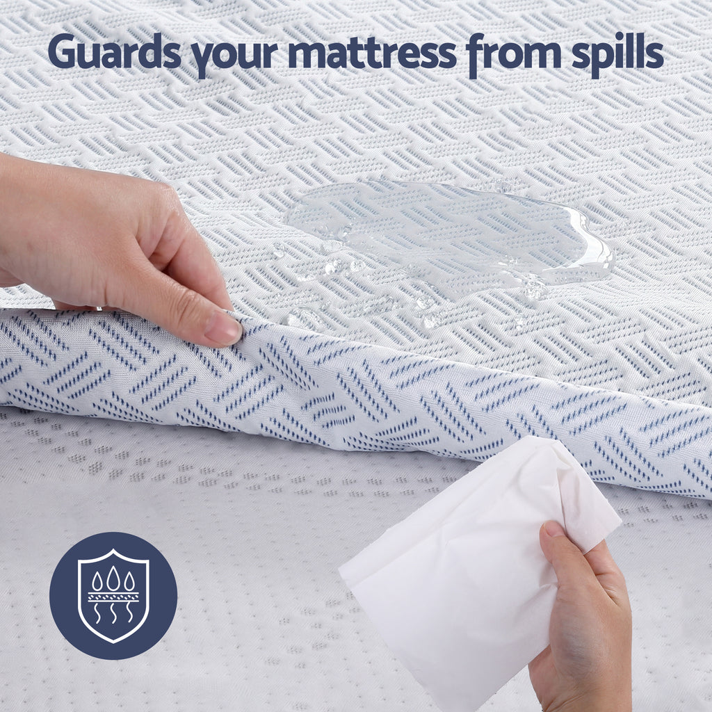 Giselle Cooling Mattress Protector Waterproof Deep Pocket Fitted Cover King Single
