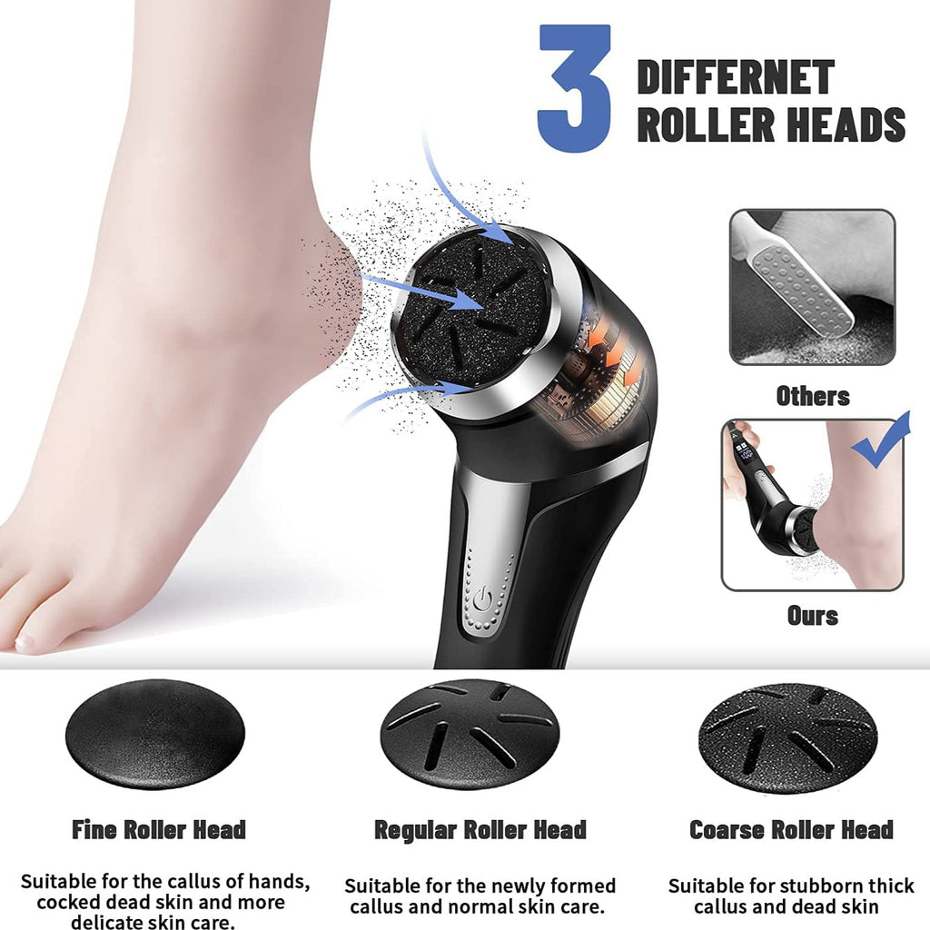 Electric Foot Grinder, Callus Remover Kit Sanding Roller Heads, Electric Foot File Heel Repair Professional Pedicure Foot Care Kit For Dead Hard Cracked Dry Skin