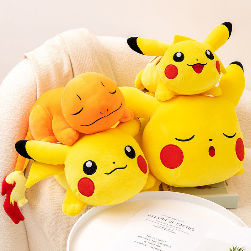 Pokemon Party Pikachu Charmander Plush Cartoon Sleeping Pikachu Series Toys Cute Sleeping Pillow Soft Hug Creative Doll Homdecor Stuffed Dolls Cartoon Animals Plush Toy For Kids In 3 Diffrent Sizes 35cm/45cm/60cm