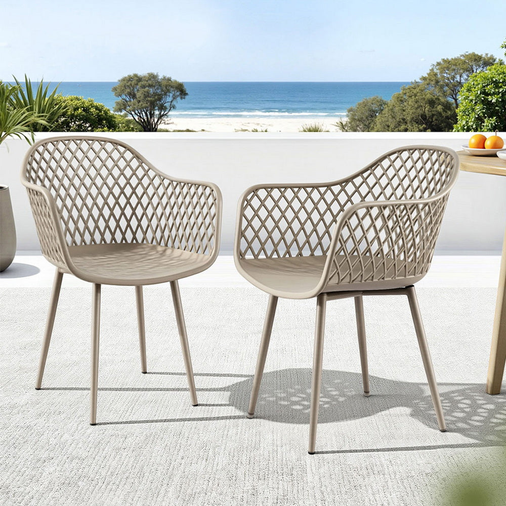 Gardeon 4PC Outdoor Dining Chairs PP Lounge Chair Patio Furniture Garden Coffee