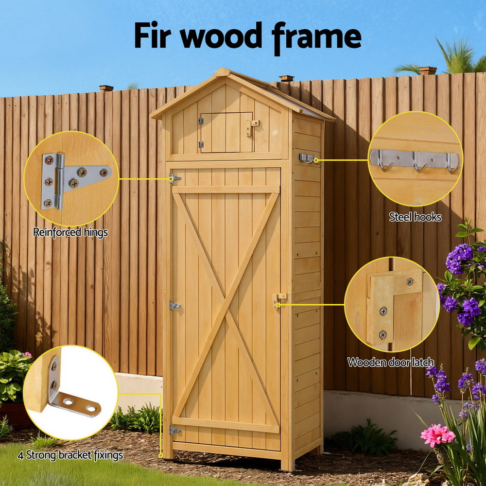 Gardeon Outdoor Storage Cabinet Cupboard Folding Table Tool Organizer Shed Adjustable