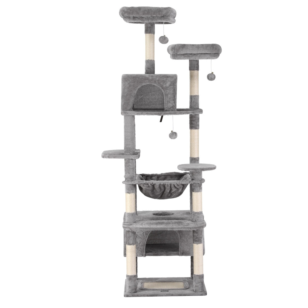 i.Pet Cat Tree 184cm Tower Scratching Post Trees Scratcher Condo House Light Grey