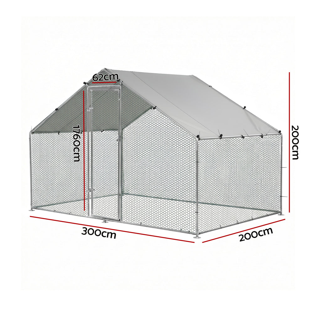 i.Pet Chicken Coop Rabbit Hutch Outdoor Run Walk in Hen Cage Ferret House 3x2x2m
