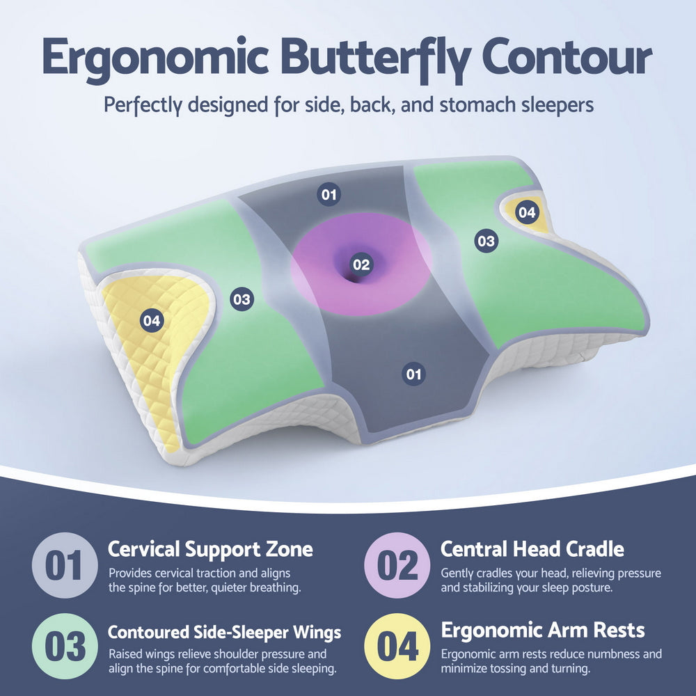 Giselle Bedding Memory Foam Pillow Ergonomic Contour