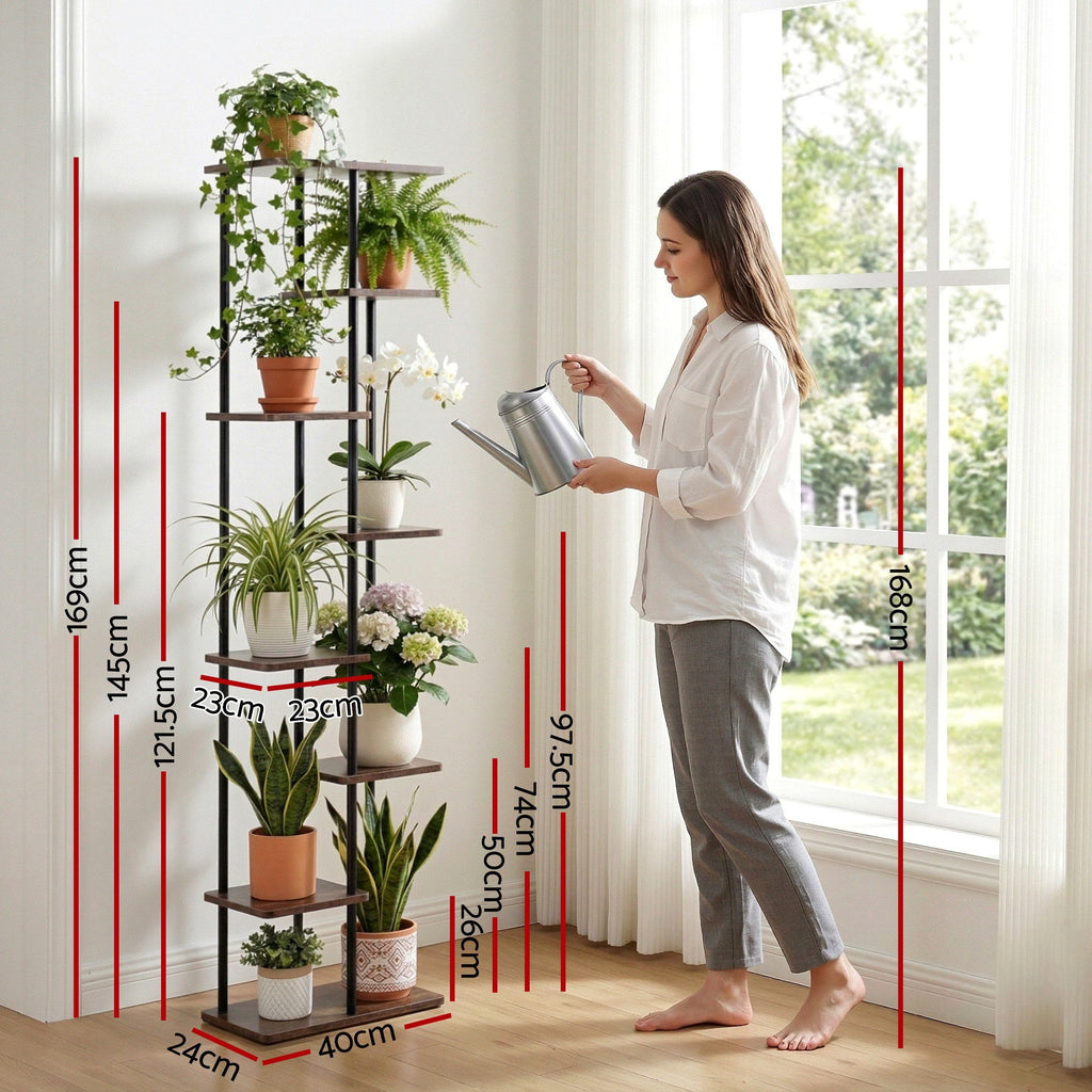Artiss 8 Tiers Plant Stand Metal Flower Pots Shelf Indoor Outdoor Garden Home
