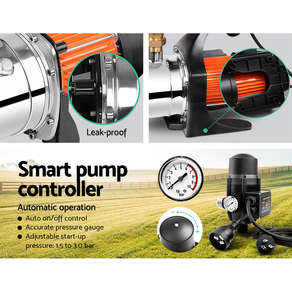 Giantz Garden Water Pump 1500W Max. High Pressure Tank Rain Farm Irrigation Black