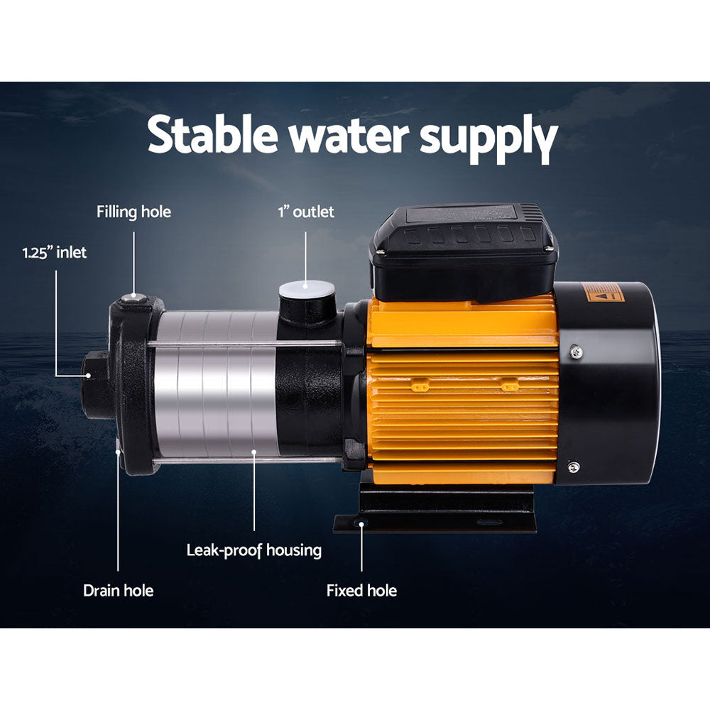Giantz Garden Water Pump High Pressure 2500W Max. 6-Stage Tank Irrigation Yellow