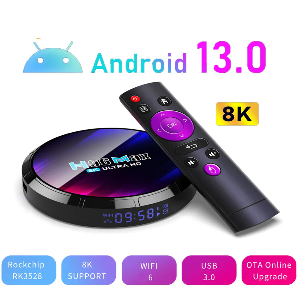 4G+64G H96 MAX Smart Android 13.0 TV Box Quad Core 8K HD Stream Player AU